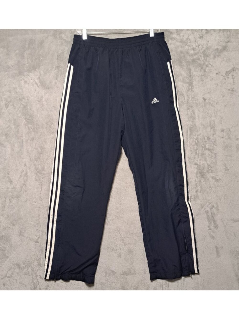 Adidas Large Blue White 3 Stripe Track Sweat Pants Athletic Athleisure